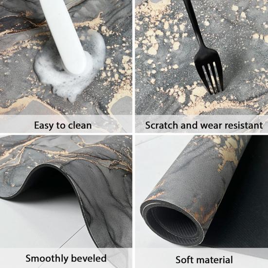 Marble Print Bathroom Rug Diatomaceous Earth Absorbent Entrance Rug Non Slip Door Mat Marbling Floor Mat