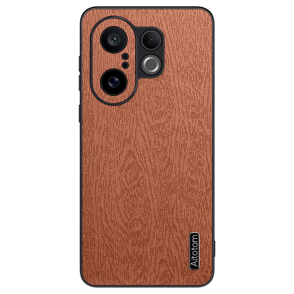 

Чехол для vivo S30 Pro mini 5G, текстура дерева, покрытие из ПУ кожи, ПК + ТПУ чехол для телефона Brown