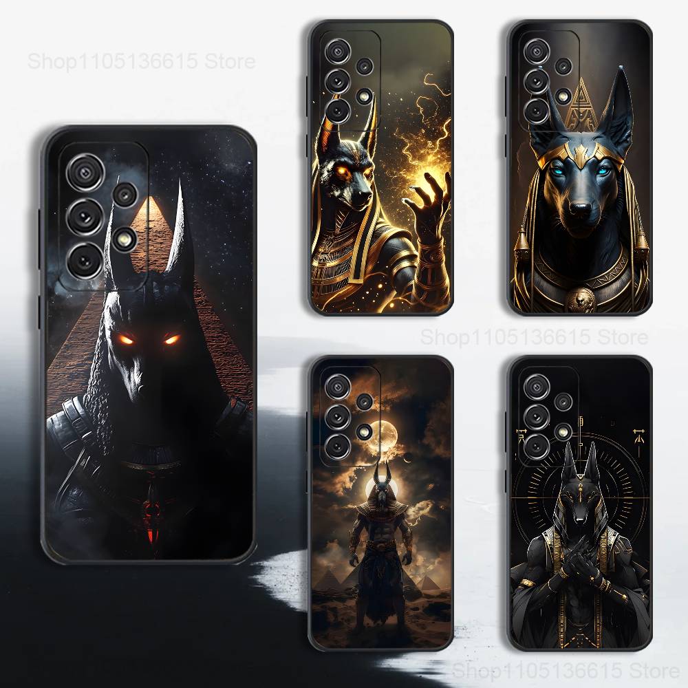 Anubis God Egyptian Case For Samsung S22,S21,S9,S25,S24,S23,Ultra,FE,S20,S10,Plus,Lite,Soft Silicone Black