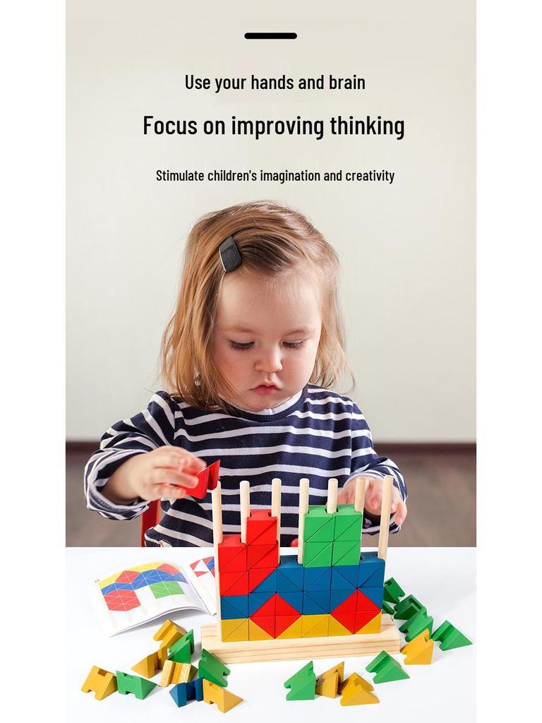 Montessori Rainbow Building Blocks Set: Shape Recognition & Stacking Toy