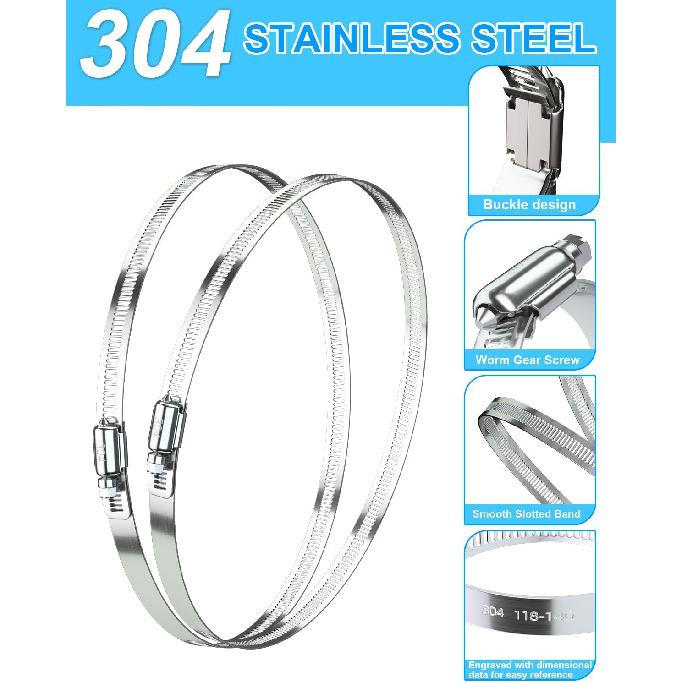 6 Pcs 3 Inch Stainless Steel Hose Clamps - Adjustable Worm Gear Drive Hose Clamps for Fuel Line Hose Pipe Clamp for Dryer Vent Hose (3 Inch)