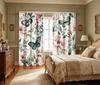 2PCS Digital Printed Curtains, Butterfly Peony Floral Chinese Style, Rod Pocket Window Drapes for Living Room Bedroom Decor