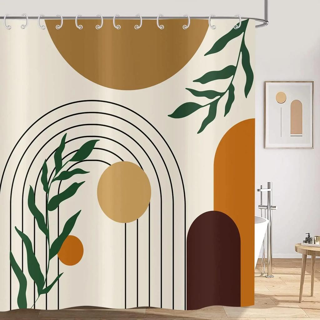 Bohemian Style Waterproof Shower Curtain 180X 180Cm Abstraction Century Art Modern Minimalist Geometry Aesthetic Shower Curtain