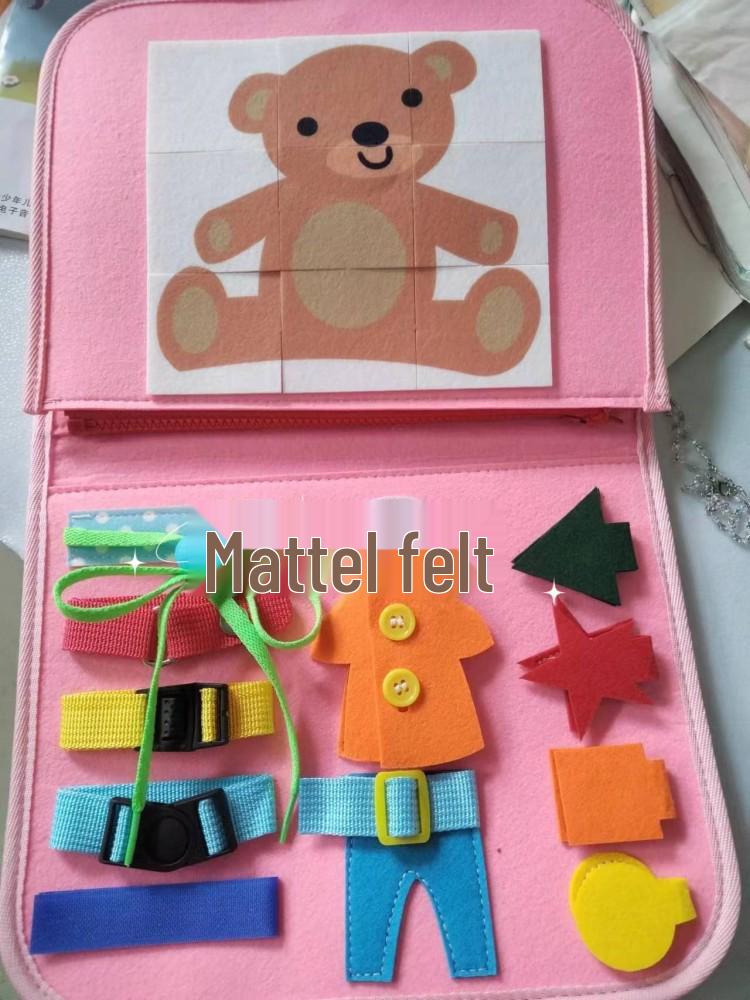 Montessori dětská aktivní deska: Hra s přeshraničním puzzle a oblékáním pro předškolní výchovu a mateřské školy