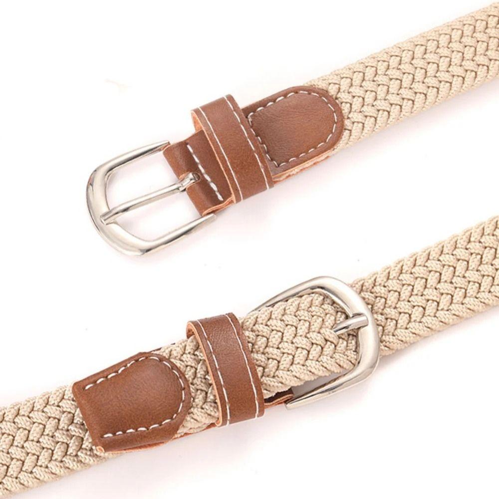 Zinc Zinc Alloy Pin Buckle Elastic Waistband Knitted Thin Stretch Waist Belts Casual Woven Belt  Students