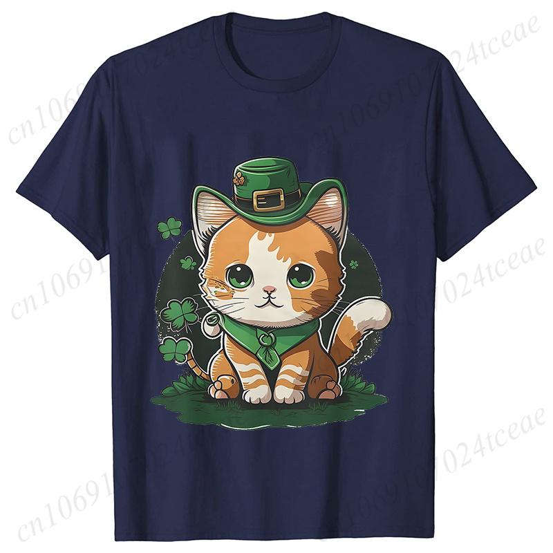 New Summer Tshirts St Patricks Day Irish Cat Happy St Patricks Fashion Womens Oversized TShirt Casual Womens Clothing Tops