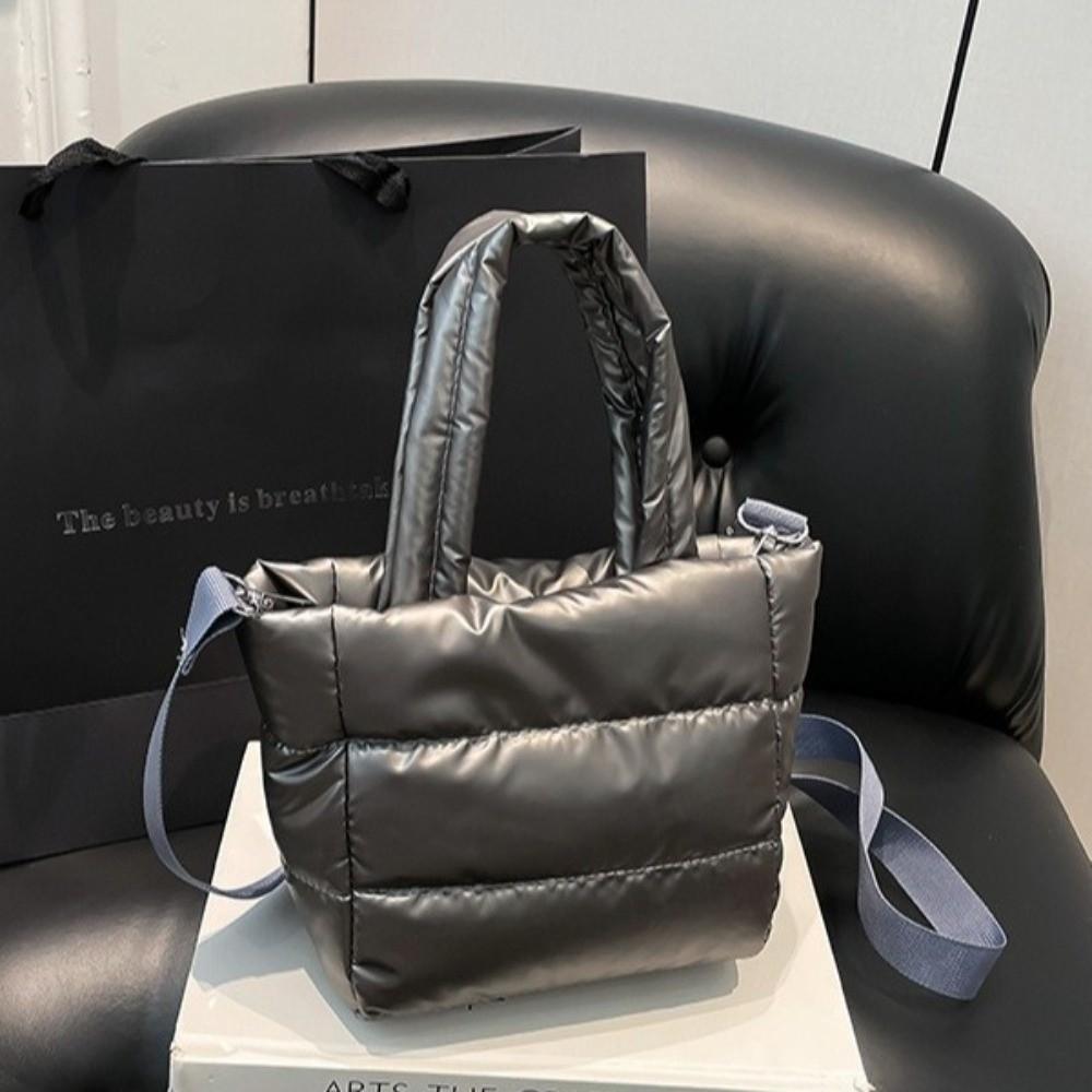 Adjustable Strap Puffy Handbag Large Capacity Puffer Crossbody Bag Quilted Shoulder Bag  Casual