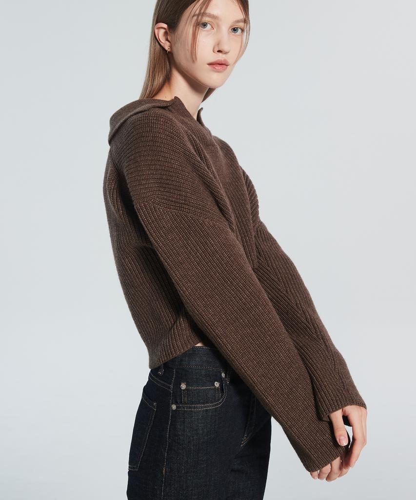 RACLEUR Ra Logo Collar Crop Knit [Brown]