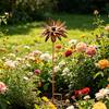 3D Popcorn Flower Decor Vintage Rusty Cornflower Ground Stake, 24 Inch Metal Artistic Wire Art Stake Decor, Rustic Garden Sculptures for Lawns