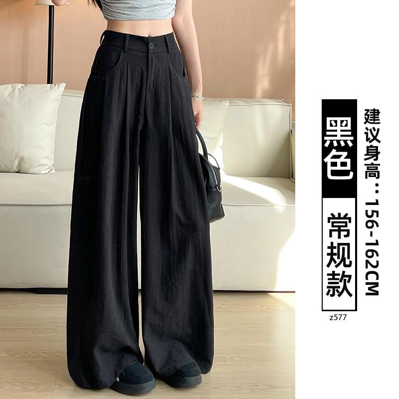 Ice Silk Suit Wide-leg Pants Women's Summer 2025 New High-waisted Thin Drape Lazy Loose Milk Fu Yamamoto Pants