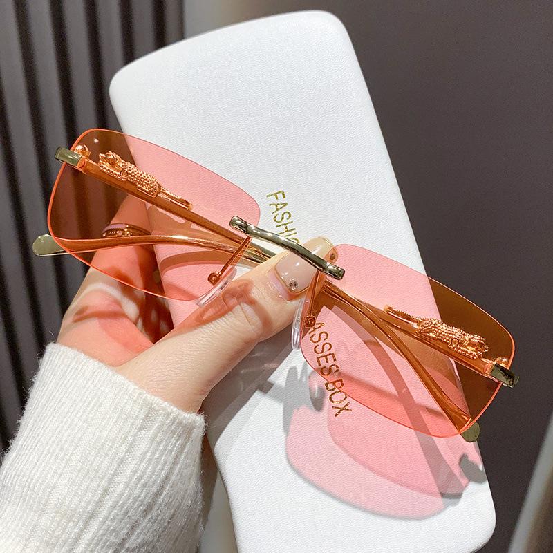 Custom Fashion Small Frame Hip Hop Sunglasses: High-End Men's & Women's Rimless Street Style Instagram Influencer Glasses