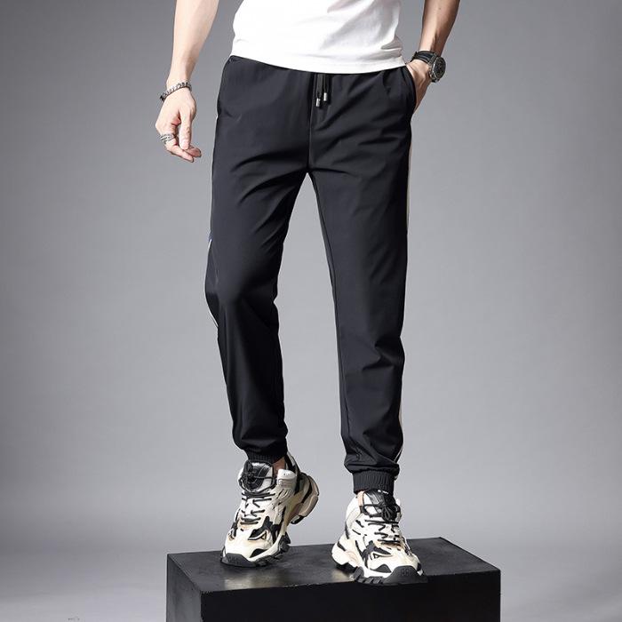 

Мужские быстросохнущие повседневные джоггеры из ледяного шелка: Легкие летние спортивные штаны 4XL чёрный