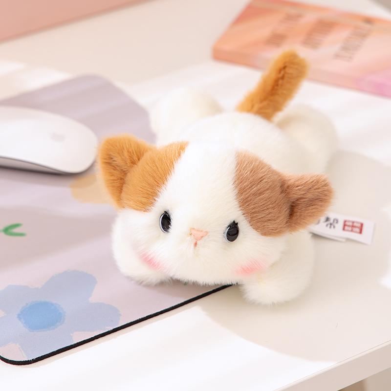6 Styles Cuddly Lying Prone Cartoon Animal Plush Toys Soft Fluffy Panda Dog Bear Doll Lovely Desktop Pets Kawaii Gift To Girls