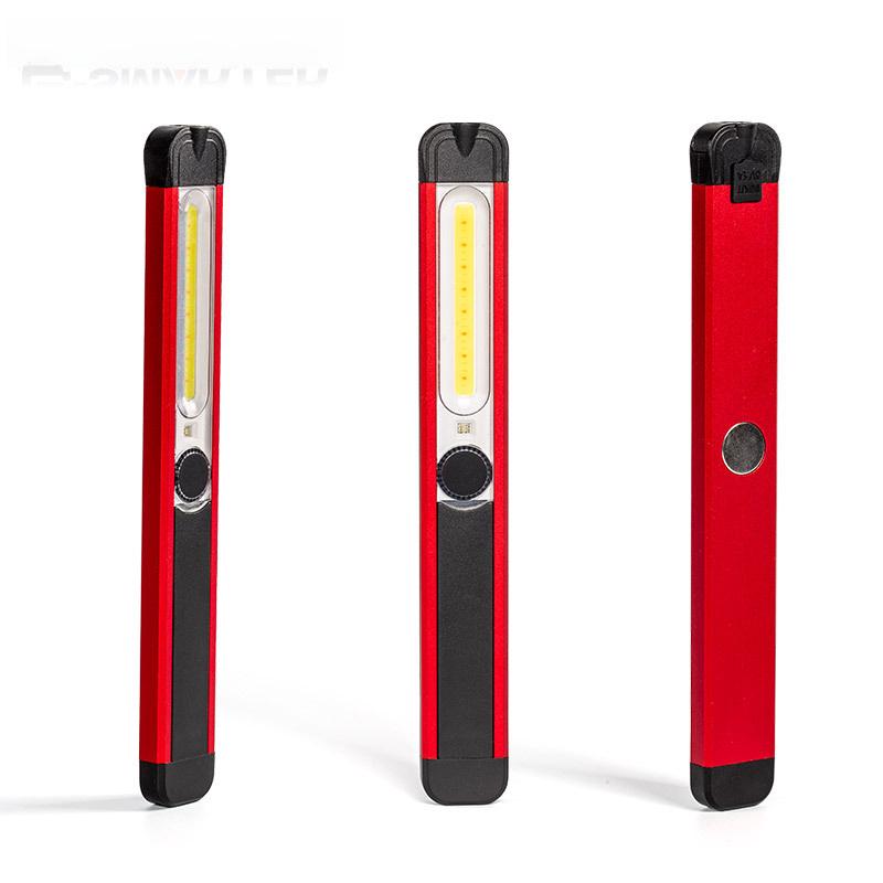 COB LED Work Light: Portable USB-Rechargeable Flashlight with Red Warning Light & Magnetic Base for Maintenance