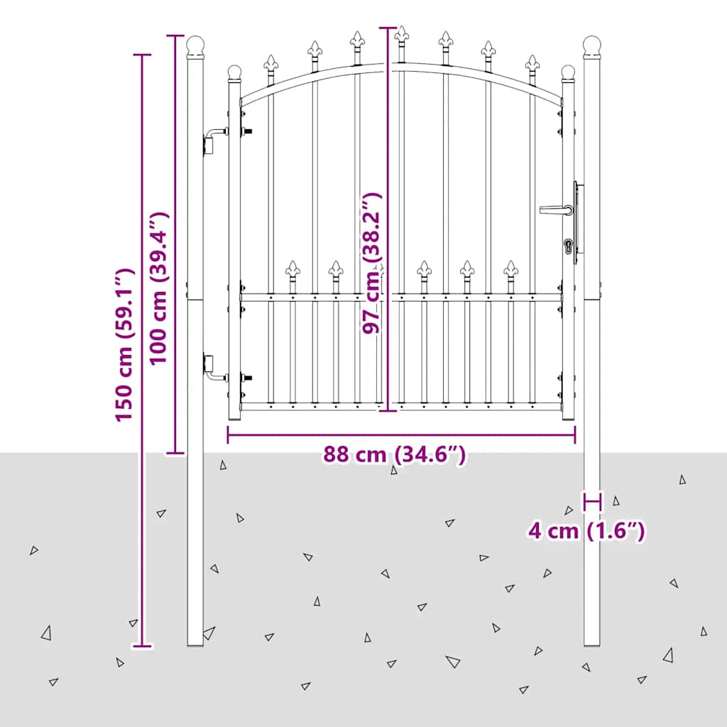 Vidaxl Garden Gate With Spikes, Steel, 100X100 Cm, Green
