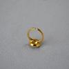 Vintage Brass Gold-Plated Adjustable Ring with Faceted Genuine Natural Stone