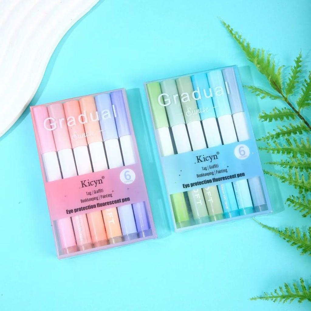 12-Color Boxed Fluorescent Highlighter Pens for Students - Eye Protection & High Visibility