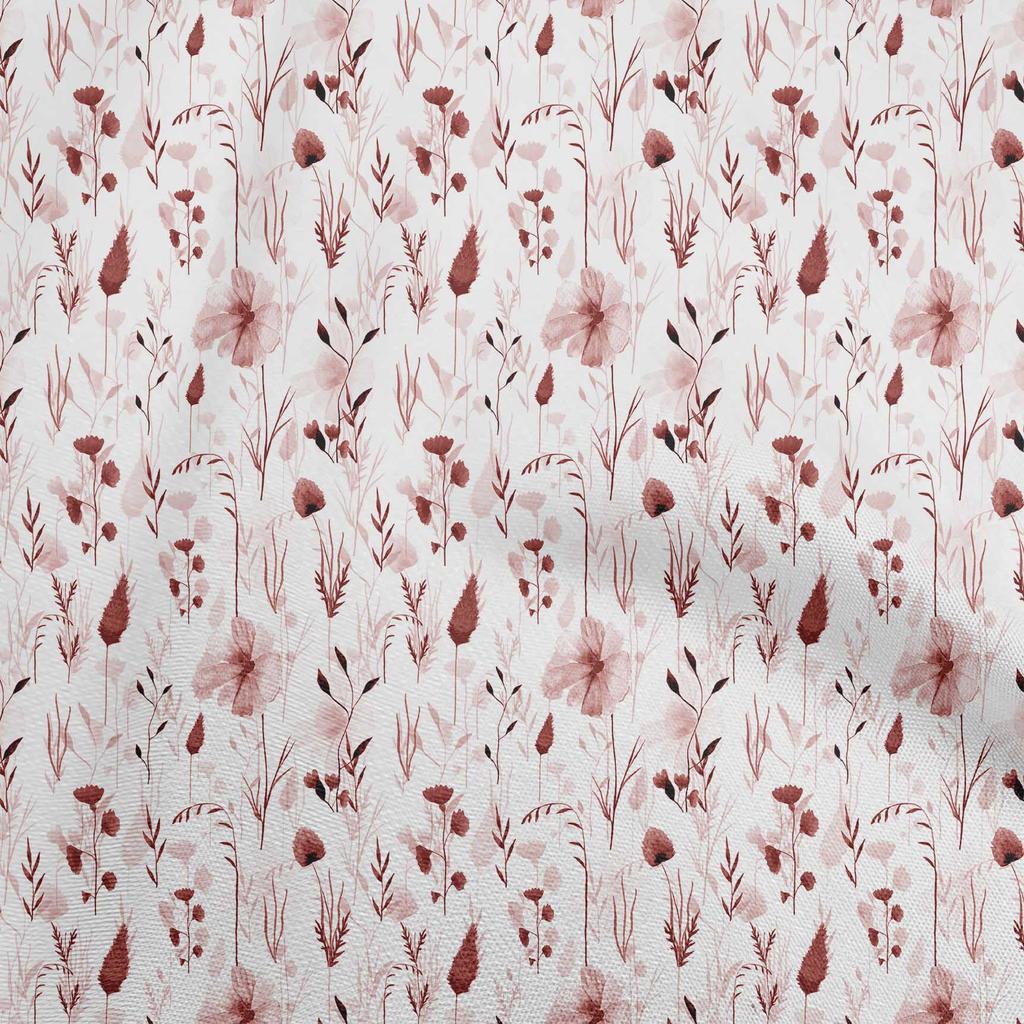 oneOone Cotton Flex Red Fabric Watercolor Floral Fabric For Sewing Printed Craft Fabric By The Yard 40 Inch