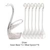 Stainless Steel Swan Base Holder with 3 Dessert Forks Coffee Spoons Set Tableware Home Decor Swan Base Holder Fruit Forks Set