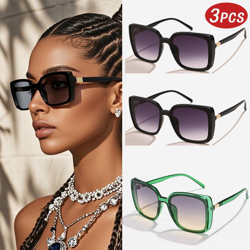 3pcs Sets Vintage Rectangle Sunglasses Men Women Luxury Brand Designer Colorful  Driving Sunglasses UV400 Y2K Retro Sun Glasses