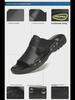 Men's Large Size Breathable Leather Sandals (Sizes 45-52) with Soft Soles, Wide Fit, and Flip Flop Style.