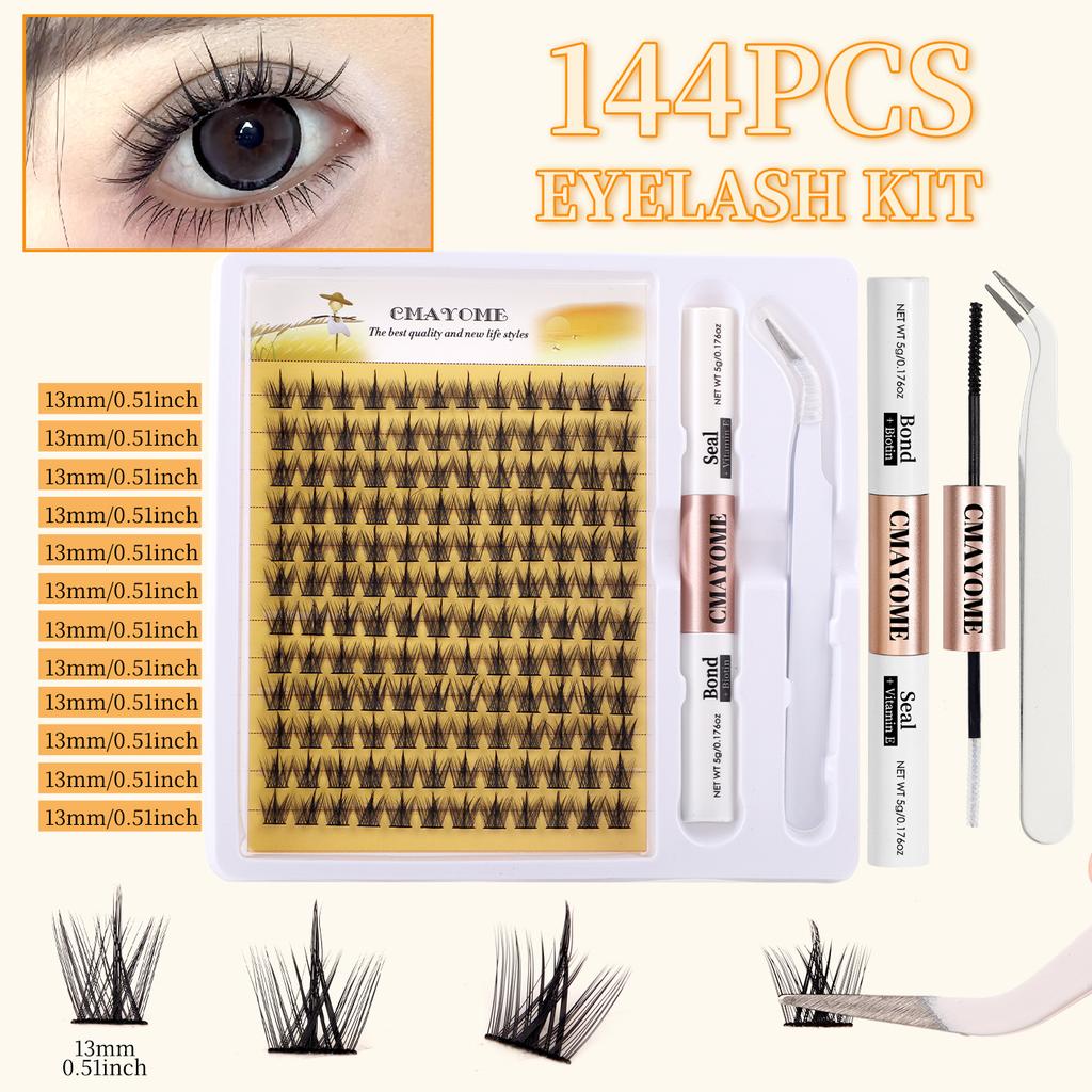 Profesjonalny Zestaw Segmentowych Rzęs DIY - Skręt C, 8-13mm, 3 Style (Naturalny, Miękki). Zawiera pincetę, Lash Seal&Bond przyjazny dla początkujących