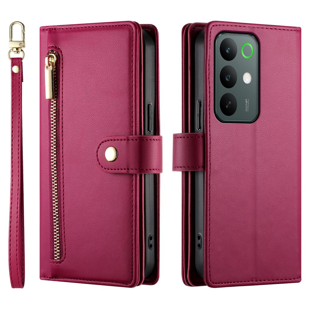 For Realme C85 Pro 4G Leather Case Zipper Pocket Wallet Phone Cover with Straps