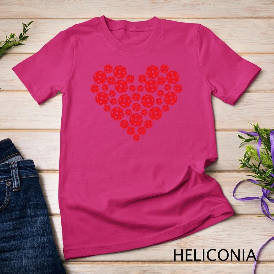 Funny Pickleball Love Heart Shape Valentine T-Shirt Unisex T-shirt 4 S