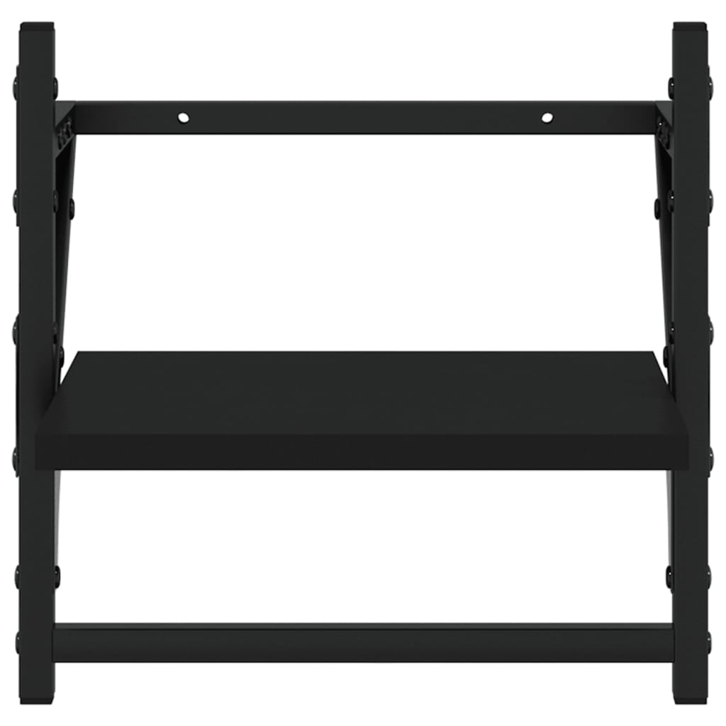 Wall Shelves with Rods 2 pcs Black 30 x 25 x 30 cm