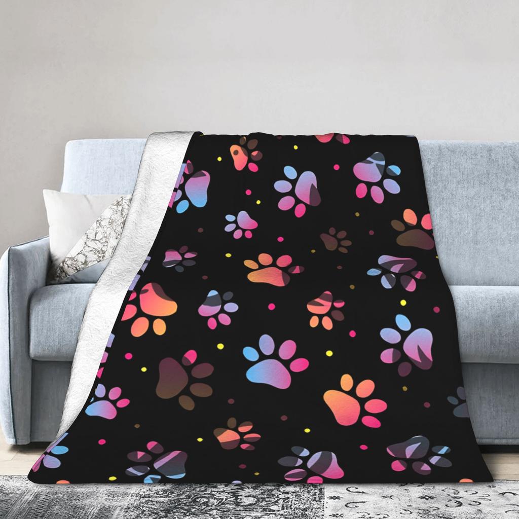Dog Paw Print and Bone Blanket Quality Soft Warm Throw Blanket Winter Children Home Decor Pattern Bedspread