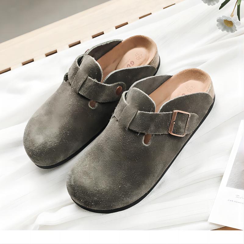 

Guoluofei Clogs женские и мужские из натуральной коровьей замши с круглым носком, повседневные пляжные сандалии из пробки 45