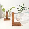 Plant Propagation Station with 1/2 Glass Vases And Wood Stand Decorative Tabletop Terrarium Planter Clear Glass Hydroponic Vase for Office Garden Home