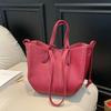 Trend Lychee Pattern Tote Bag Women's Spring Texture Large Capacity Commuting Shoulder Messenger Bag