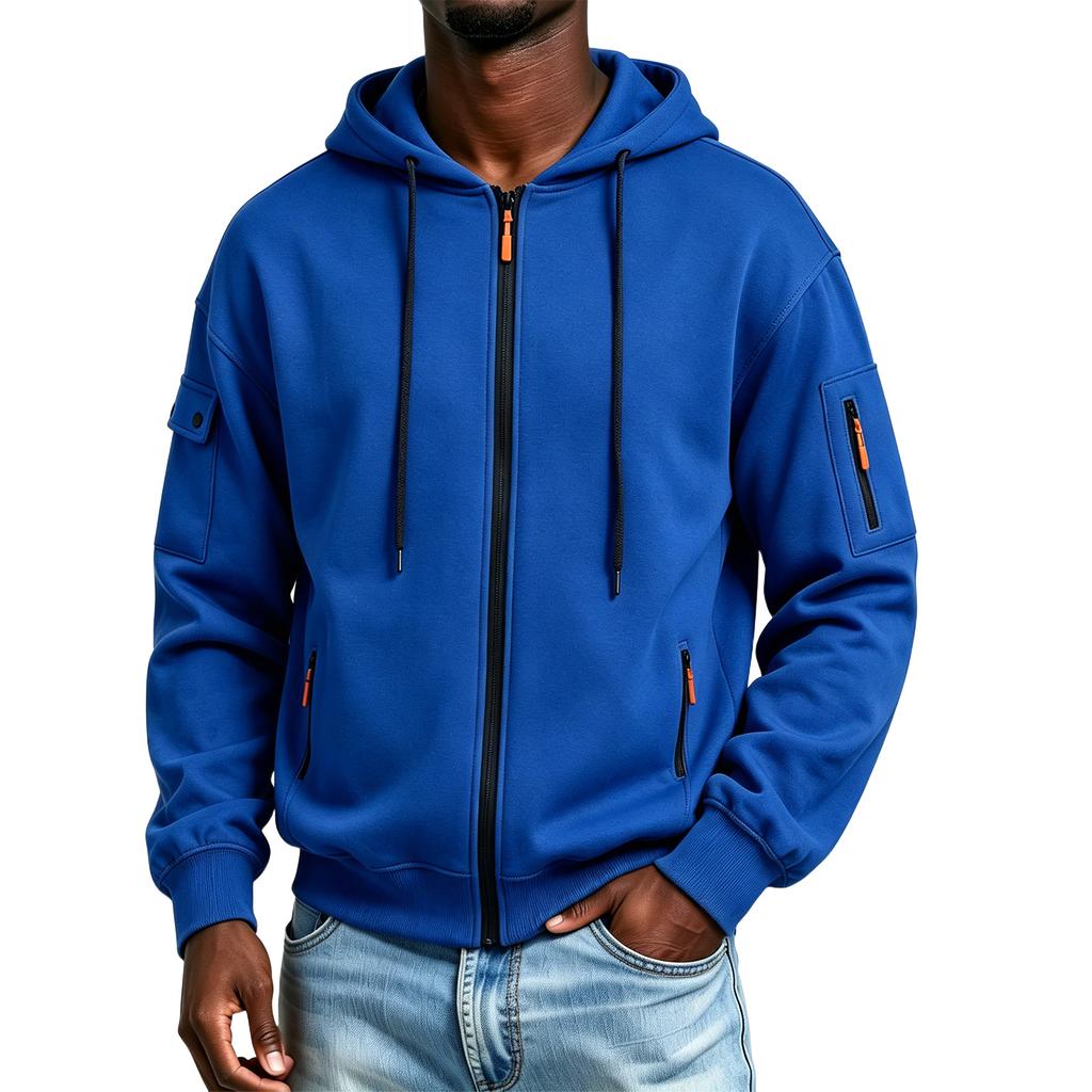 Men's Color Winter Hoodie with Zippered Pockets