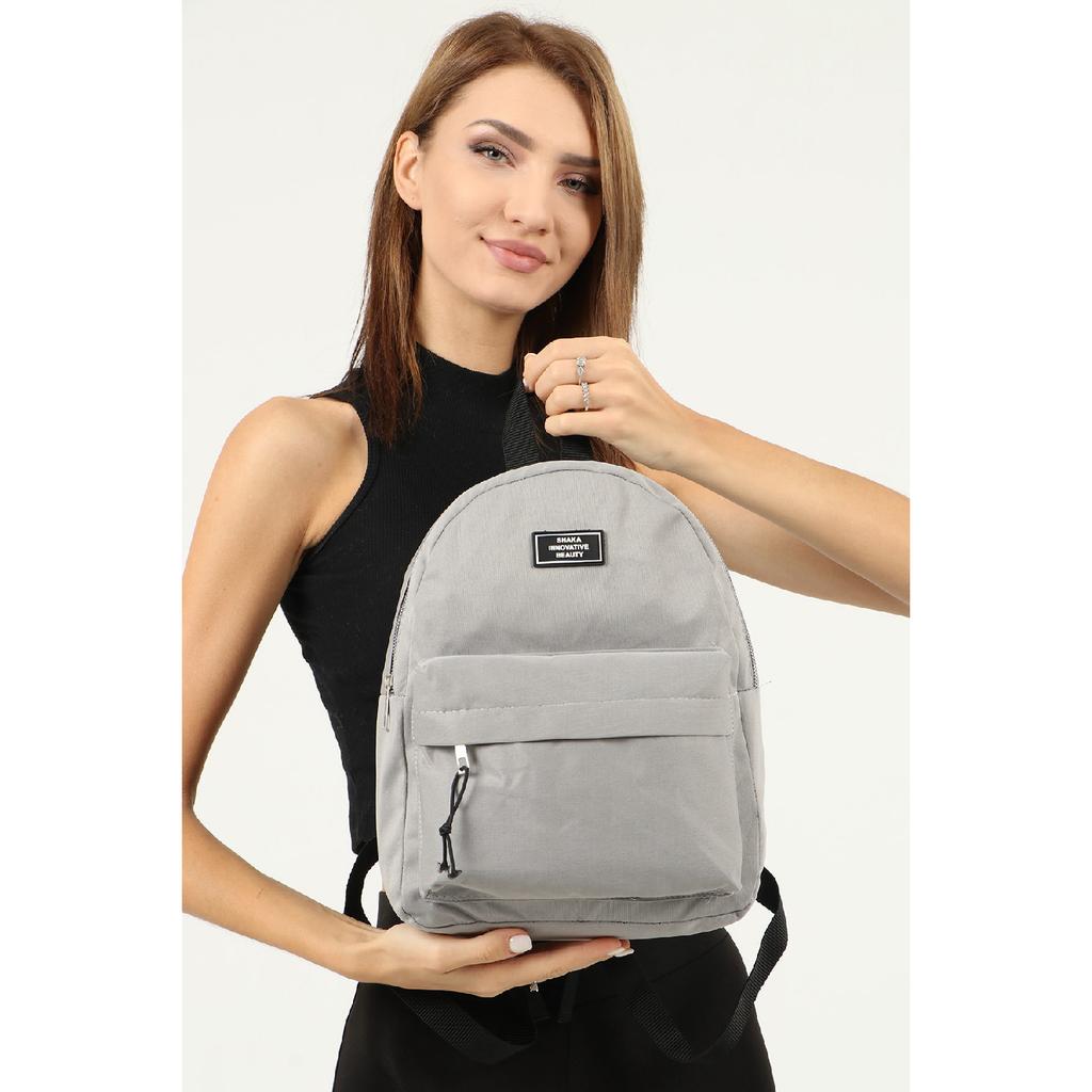 Schwarzer U21 Unisex-Rucksack mit Reißverschluss und 2 Fächern auf der Vorderseite, detaillierter Canvas-Stoff, Größe L:32 cm E:24 cm Breite:11. Jh