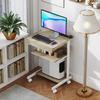 Rolling Desk with Drawer and Shelves, 4 Wheels, Compact, Chipboard, Metal