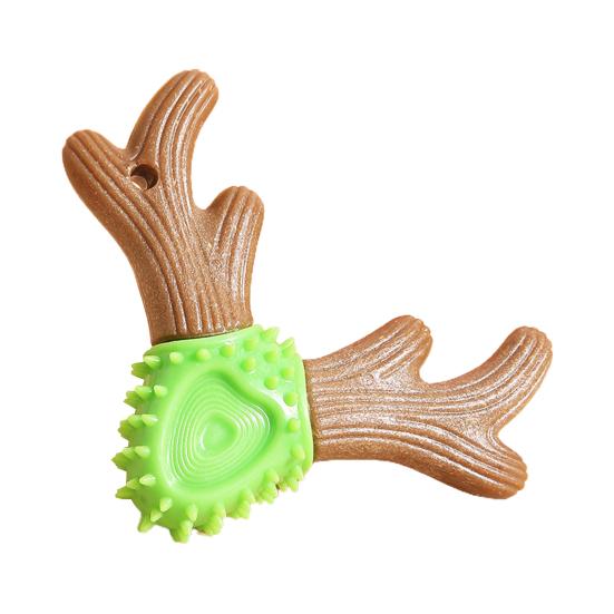 

Жевательная игрушка для собак с рогами, безопасная износостойкая уникальная игрушка для чистки зубов, аксессуары для домашних животных зелёный