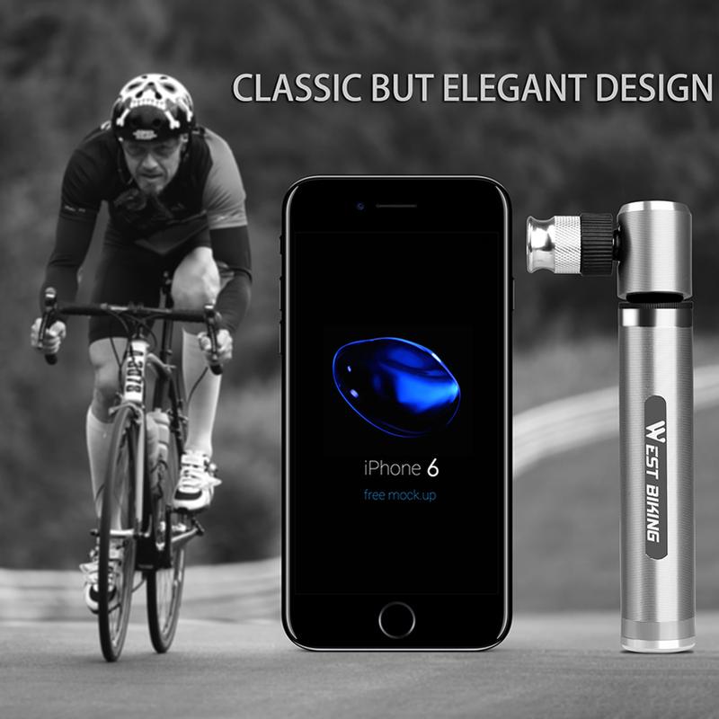 WEST BIKING 160PSI Fahrradpumpe Mit Manometer Tragbar Aluminiumlegierung Fahrradpumpe Für Schrader&Presta Ventil MTB Rennrad Zubehör