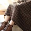 Retro Thickened Women's Autumn Winter High-End Slim-Fitting Plaid Wool Midi Skirt