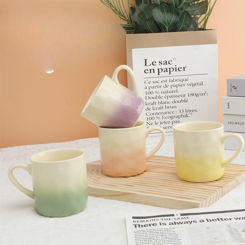 High value Design Sense Gradient Hand Pinched Cup for Girls Coffee Cup for Household Drinking Water Cup Couple Mouthwash Cup