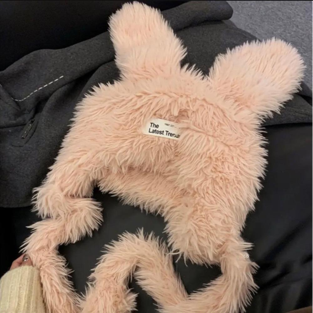 Long Rabbit Ears Women's Plush Caps Cute Winter Beanies Hats Sweet Fuzzy Bunny Hat  Ski