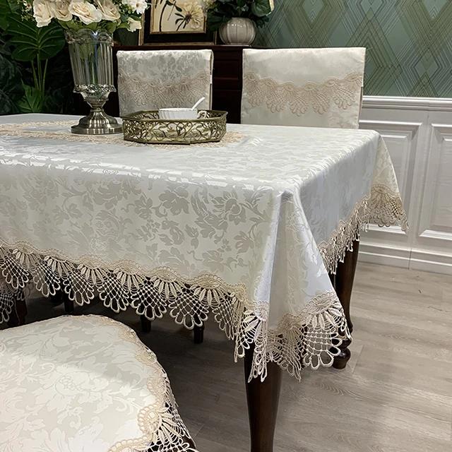 Tovaglia Rettangolare Ricamo di Lusso Pizzo Copritavola Rotondo Floreale Elegante Grembiule da Tavola Tovaglia da Pranzo Bandierina da Tavola Asciugamani