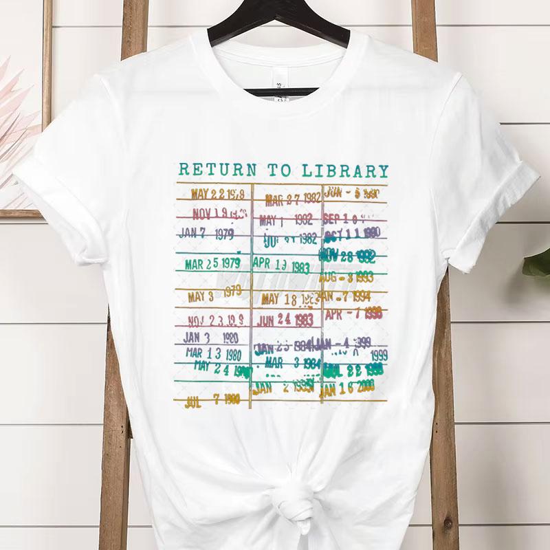 

Библиотечная Книга Классические Топы Винтажная Книга Срок Возврата Книжный Радужный Чтение Футболка Графика Женская Одежда 4XL