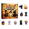 Halloween Countdown Calendar Advent with 9 Mini Resin Figures, Day Spooky Miniature Pumpkin Skeleton Figurines To Calendar, Surprise Collectible