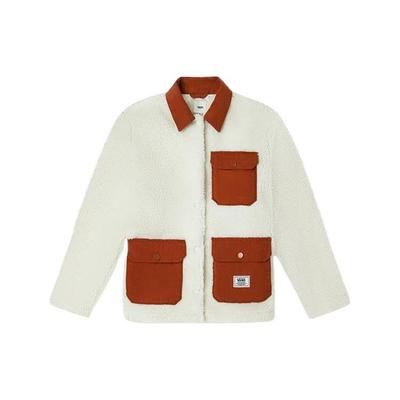 Color Block Patch Pocket Faux Shearling Collar Jacket Women Jackets White VN0A5JNG7VJ