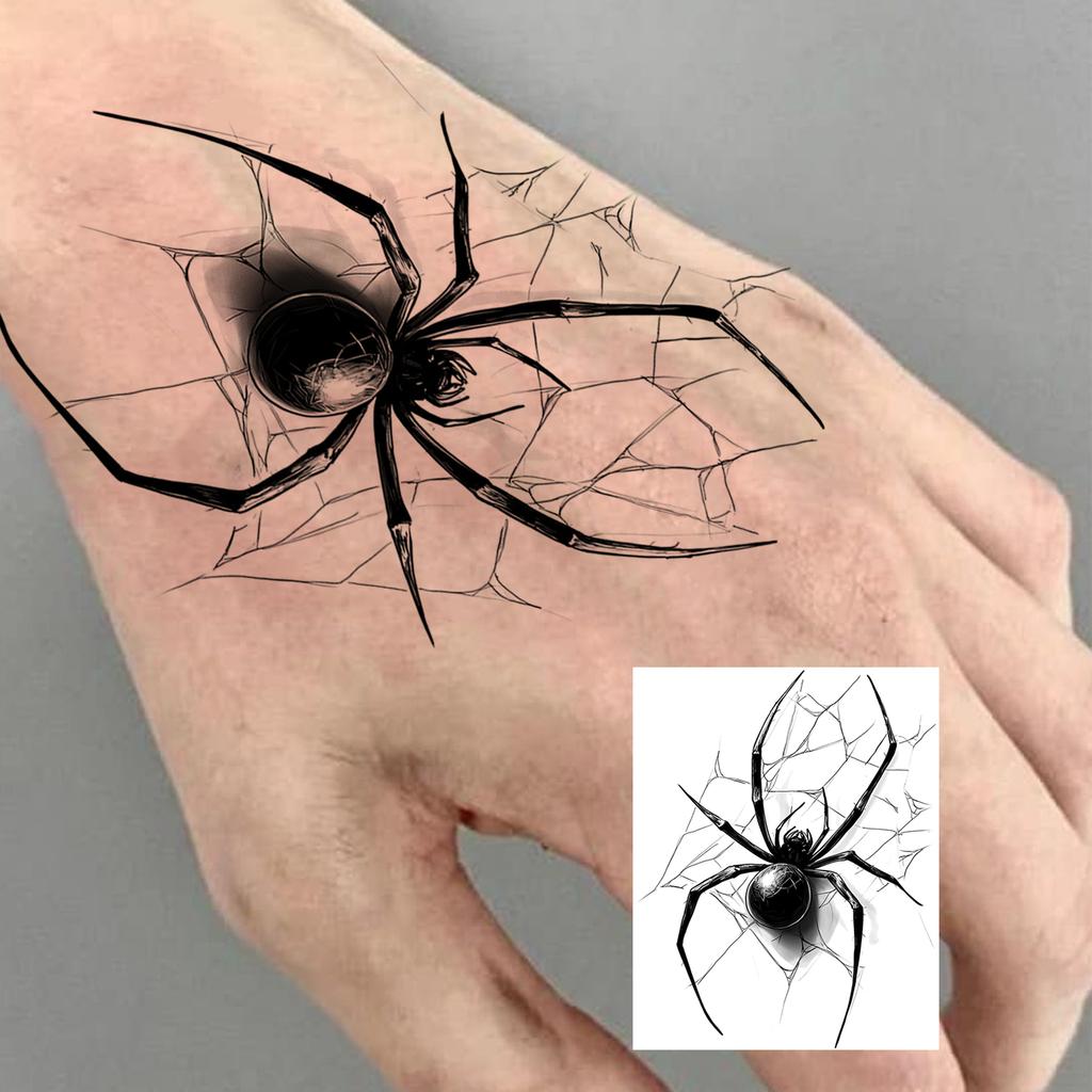 1 list Halloween pavouk žralok můra dočasné tetování pro ruce paže dospělých, dočasná falešná tetovací nálepka dlouhotrvající realistické tetování