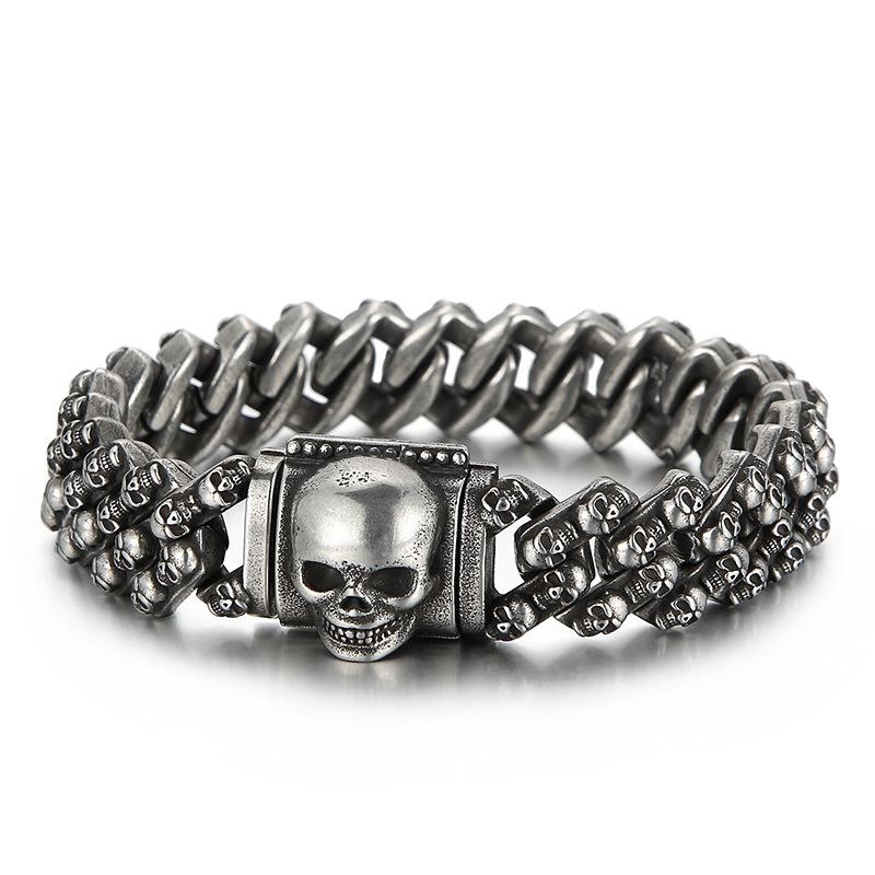 Potente Personalità Retro Europea e Americana Creativo Galvanizzato Multicolore Scheletro Acciaio Inossidabile Bracciale da Uomo