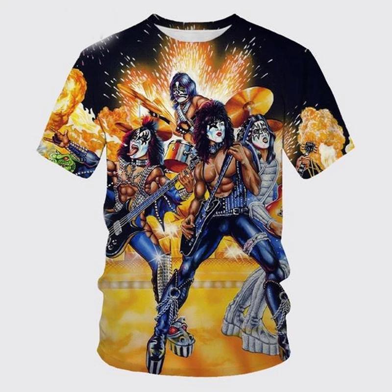 Classic Rock Kiss Band 3D Printed T-shirt Men Women Casual Fashion Hip Hop  Men Clothes Daily Comfortable Breathable O-neck Tees