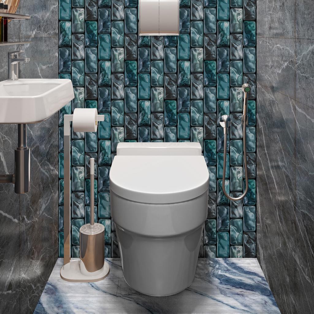 6pc/set 3D Retro Crystal Tile Stickers PVC Self-adhesive Waterproof Wall Stickers for Kitchen Bathroom Oilproof Art Wallpaper
