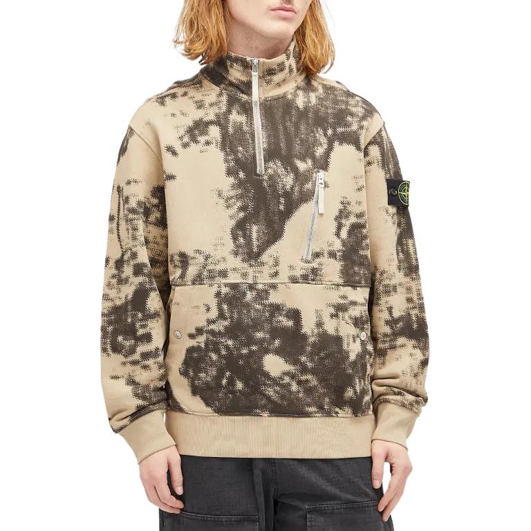 STONE ISLAND Felpa con colletto a lupetto a maniche lunghe con distintivo serie Camouflage Mappatura Terrestre Uomo felpa Marrone 8115660E3-V0092